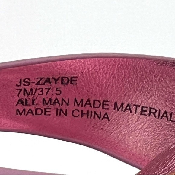 Jessica Simpson Size‎ 7 Zayde Metallic Barbie Pink Slip On Sandals Heels Shoes - Picture 15 of 16